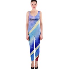 Painting Abstract Blue Pink Spots One Piece Catsuit by Pakrebo