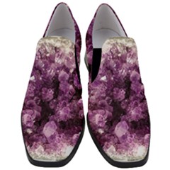 Amethyst Purple Violet Geode Slice Slip On Heel Loafers