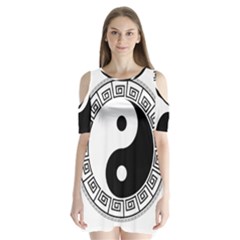 Yin Yang Eastern Asian Philosophy Shoulder Cutout Velvet One Piece by Pakrebo