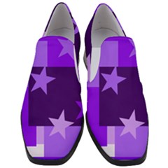 Purple Stars Pattern Shape Slip On Heel Loafers