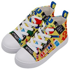 Fabric Cloth Textile Clothing Kids  Mid-top Canvas Sneakers by Pakrebo