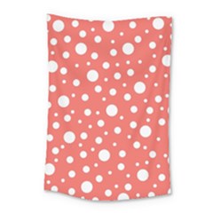 Polka Dot On Living Coral Small Tapestry by LoolyElzayat