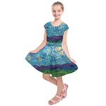 A Very Very Starry Night Kids  Short Sleeve Dress