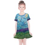 A Very Very Starry Night Kids  Simple Cotton Dress