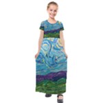 A Very Very Starry Night Kids  Short Sleeve Maxi Dress