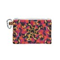 Red Floral Collage Print Design 2 Canvas Cosmetic Bag (Small) View1