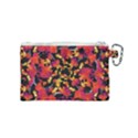 Red Floral Collage Print Design 2 Canvas Cosmetic Bag (Small) View2