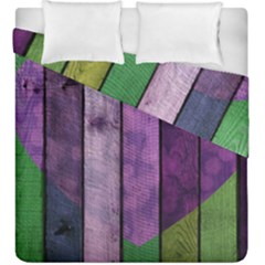 Wood Wall Heart Purple Green Duvet Cover Double Side (king Size) by snowwhitegirl