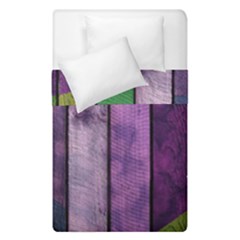 Wood Wall Heart Purple Green Duvet Cover Double Side (single Size) by snowwhitegirl