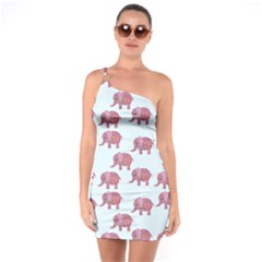 Pink Flower Elephant One Soulder Bodycon Dress by snowwhitegirl