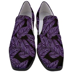 Tropical Leaves Purple Slip On Heel Loafers