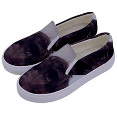 Laying In Dog Bed Kids  Canvas Slip Ons by pauchesstore