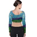 A Very Very Starry Night Velvet Long Sleeve Crop Top View2