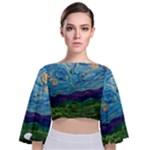 A Very Very Starry Night Tie Back Butterfly Sleeve Chiffon Top