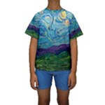 A Very Very Starry Night Kids  Short Sleeve Swimwear