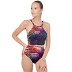 Spring Ring High Neck One Piece Swimsuit