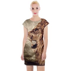 Roaring Lion Cap Sleeve Bodycon Dress by Sudhe