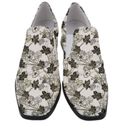 Black And White Floral Pattern Background Slip On Heel Loafers