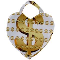 Dollar Money Gold Finance Sign Giant Heart Shaped Tote by Mariart