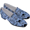 Dog Pattern Blue Women s Chunky Heel Loafers View3