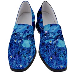 Blue Daisies Women s Chunky Heel Loafers