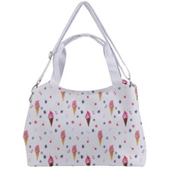 Ice Cream Cones Watercolor With Fruit Berries And Cherries Summer Pattern Double Compartment Shoulder Bag by genx