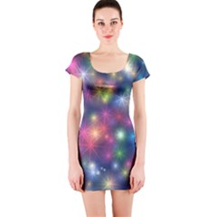 Abstract Background Graphic Space Short Sleeve Bodycon Dress by Bajindul