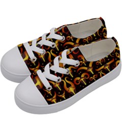 Stylised Horns Black Pattern Kids  Low Top Canvas Sneakers