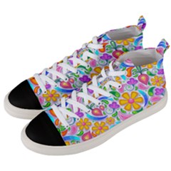 Floral Paisley Background Flower Yellow Men s Mid-top Canvas Sneakers