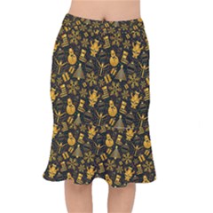 Christmas Background Gold Mermaid Skirt by HermanTelo