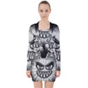 Monster Black White Eyes V-neck Bodycon Long Sleeve Dress View1