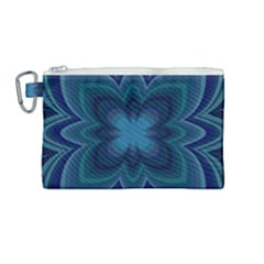 Blue Geometric Flower Dark Mirror Canvas Cosmetic Bag (medium)