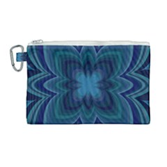 Blue Geometric Flower Dark Mirror Canvas Cosmetic Bag (large)