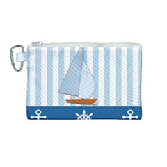 Yacht Boat Nautical Ship Canvas Cosmetic Bag (medium)