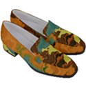 Map Geography World Yellow Women s Chunky Heel Loafers View3