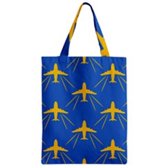 Aircraft Texture Blue Yellow Zipper Classic Tote Bag