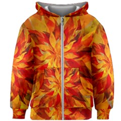 Flower Blossom Red Orange Abstract Kids  Zipper Hoodie Without Drawstring