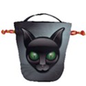 Green Eyes Kitty Cat Drawstring Bucket Bag View2