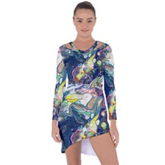 Paint Acrylic Paint Art Colorful Asymmetric Cut-out Shift Dress