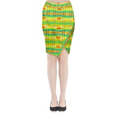 Birds Beach Sun Abstract Pattern Midi Wrap Pencil Skirt by HermanTelo