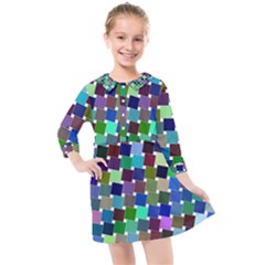 Geometric Background Colorful Kids  Quarter Sleeve Shirt Dress