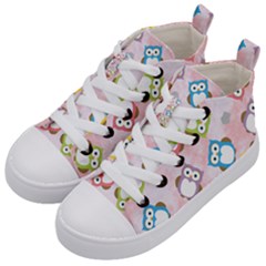 Owl Bird Cute Pattern Background Kids  Mid-top Canvas Sneakers