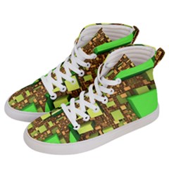 Blocks Cubes Green Women s Hi-top Skate Sneakers