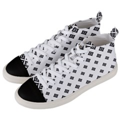 Concentric Plaid Men s Mid-top Canvas Sneakers