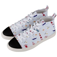 Nautical Sea Men s Mid-top Canvas Sneakers