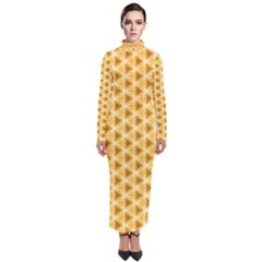 Pattern Halloween Pumpkin Color Turtleneck Maxi Dress