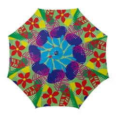 Pattern Leaf Polka Floral Golf Umbrellas by HermanTelo