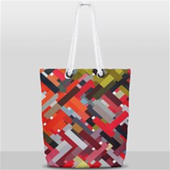 Maze Mazes Fabric Fabrics Color Full Print Rope Handle Tote (small) by Sapixe