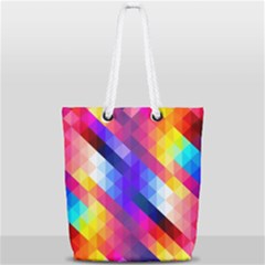 Abstract Background Colorful Pattern Full Print Rope Handle Tote (small) by Sapixe