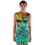 Underwater Summer Wrap Front Bodycon Dress